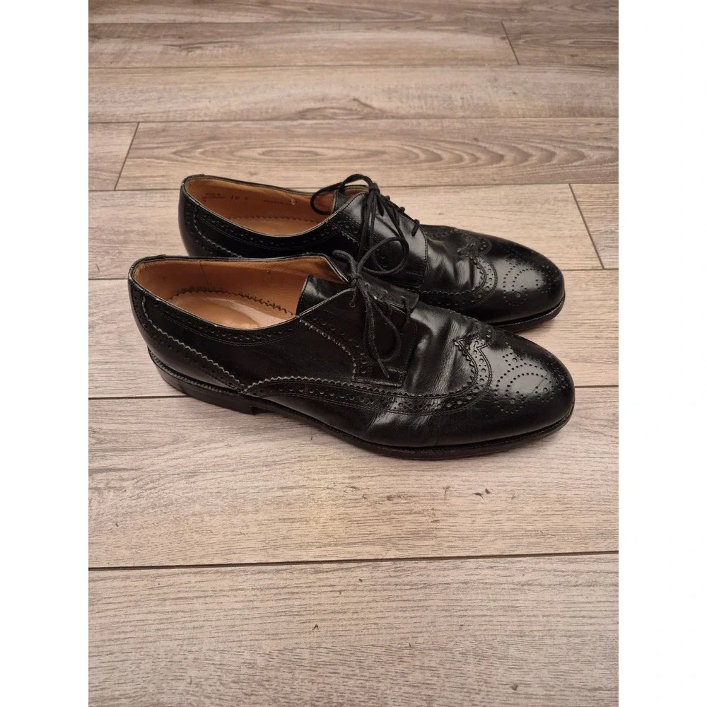 Bally Switzerland Mens Black Leather‎ Wingtip Goodyear Oxford Dress Shoes 10 E